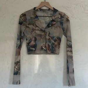 Sheer Fresco angels crop top.